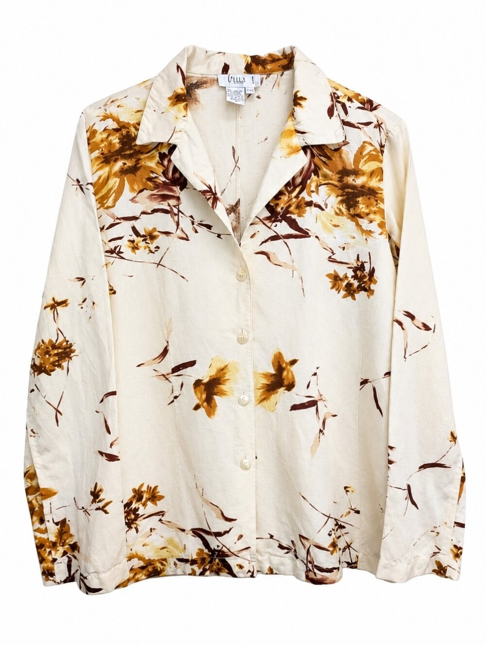 PULI Linen Viscose Floral Vintage women's Blouse- Size 10